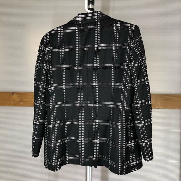 Raffinati LE COLLEZIONI Wool Cashmere Black White‎ Blazer Sz 14 - Picture 2 of 8